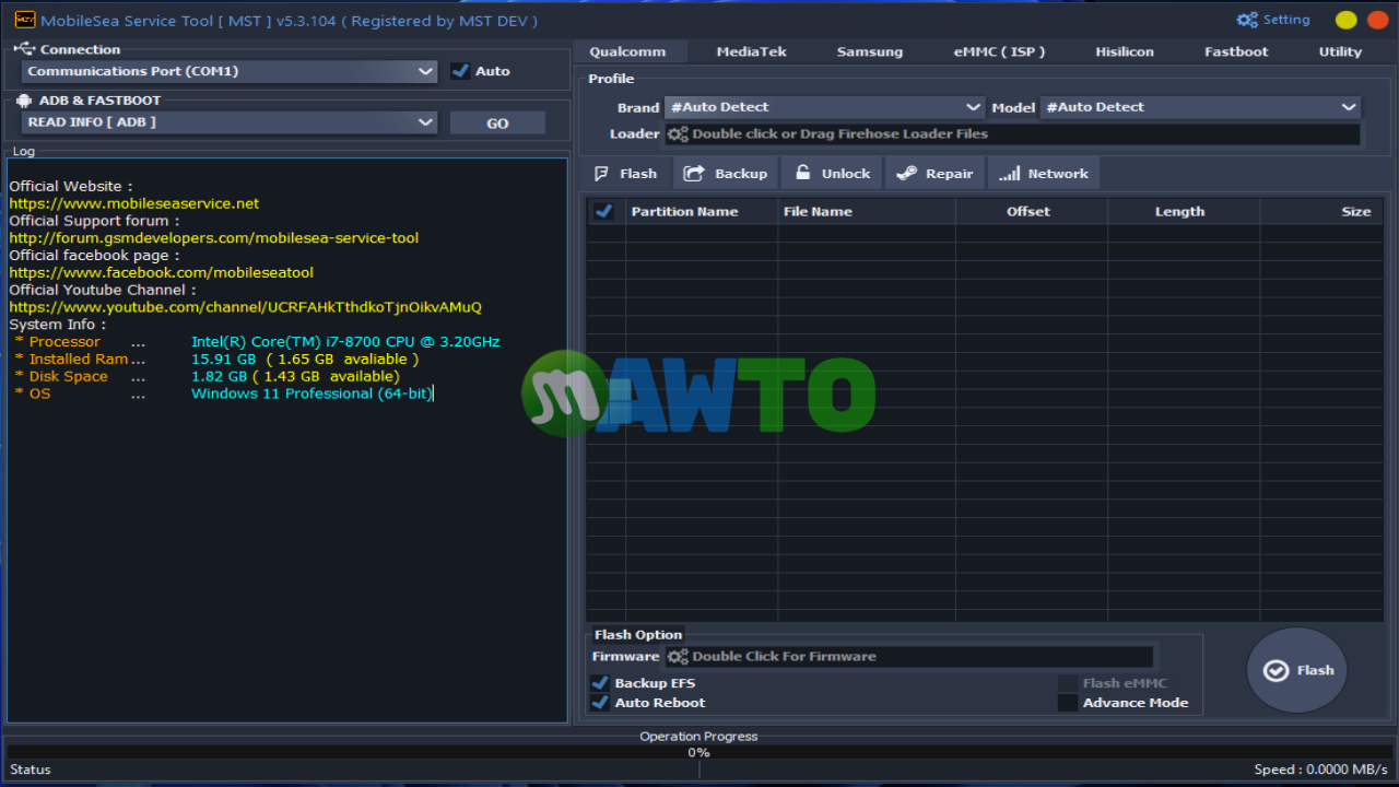 MobileSea Service Tool ฟรี ตัวเต็ม